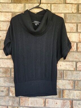 Byer California Black Short-Sleeve Cowl Neck Sweater